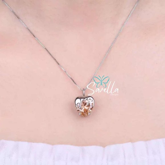 "BEE MY HONEY" SOLID STERLING 925 SILVER CITRINE PENDANT & CHAIN - Picture 3 of 6